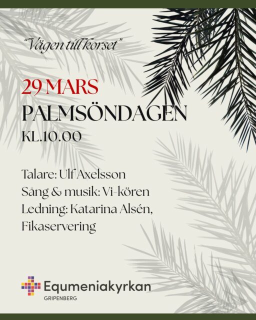 29 mars Palmsöndagen